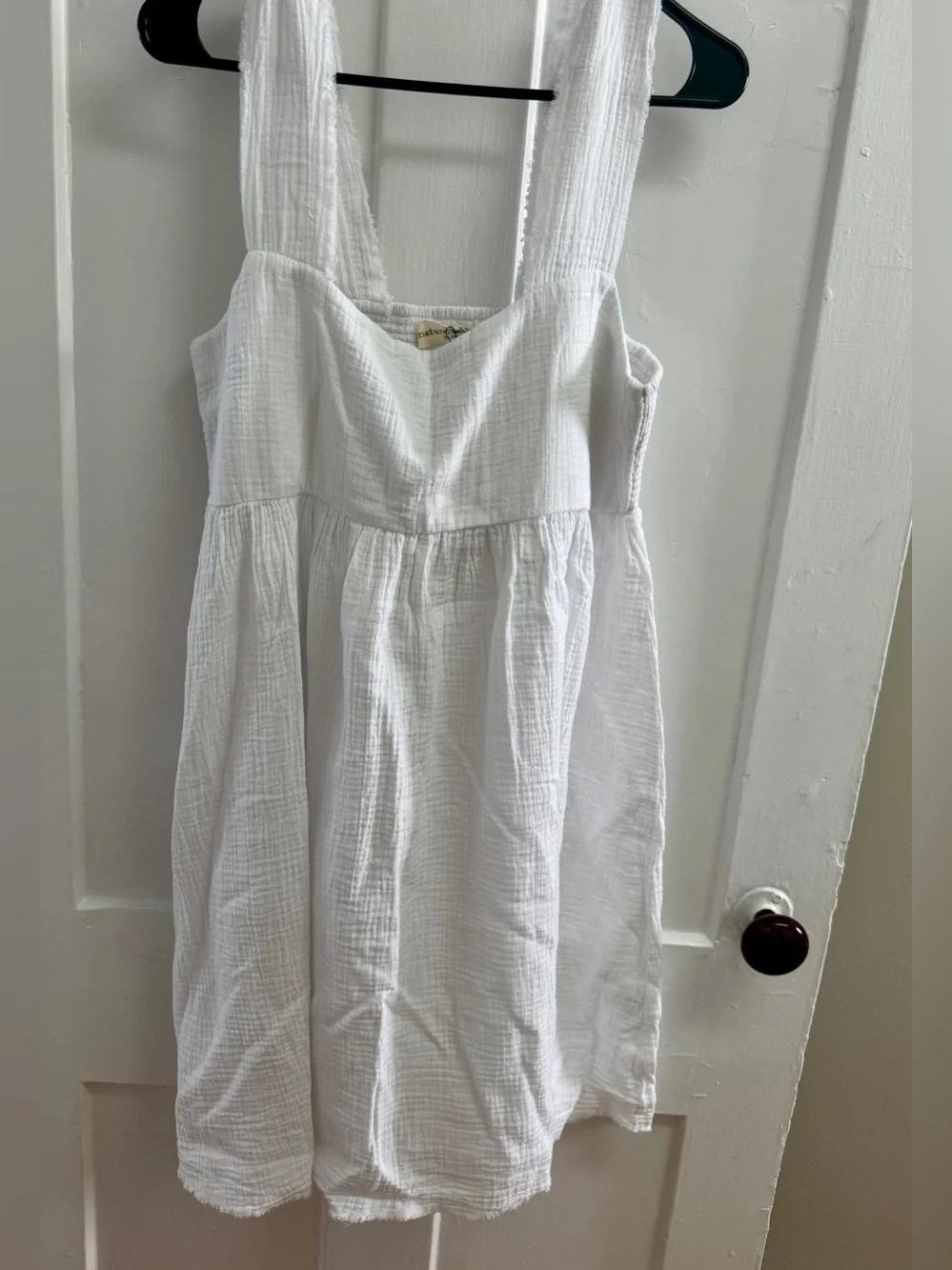 NATURAL LIFE White Textured Cotton Sundress with Wide Straps
